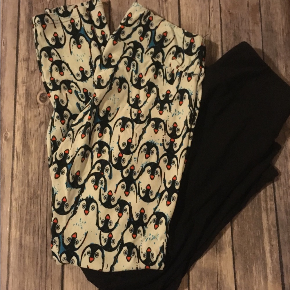 Lot of LLR OS leggings, penguins and solid black